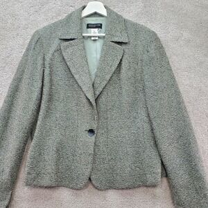 Jones New York Womens XL Green Tweed Blazer Jacket Wool Blend  Office Career
